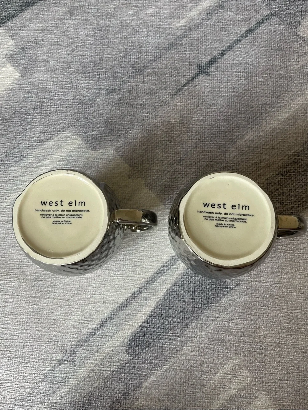 West Elm 20 Oz Metallic Owl Ceramic Mug - Set of Two